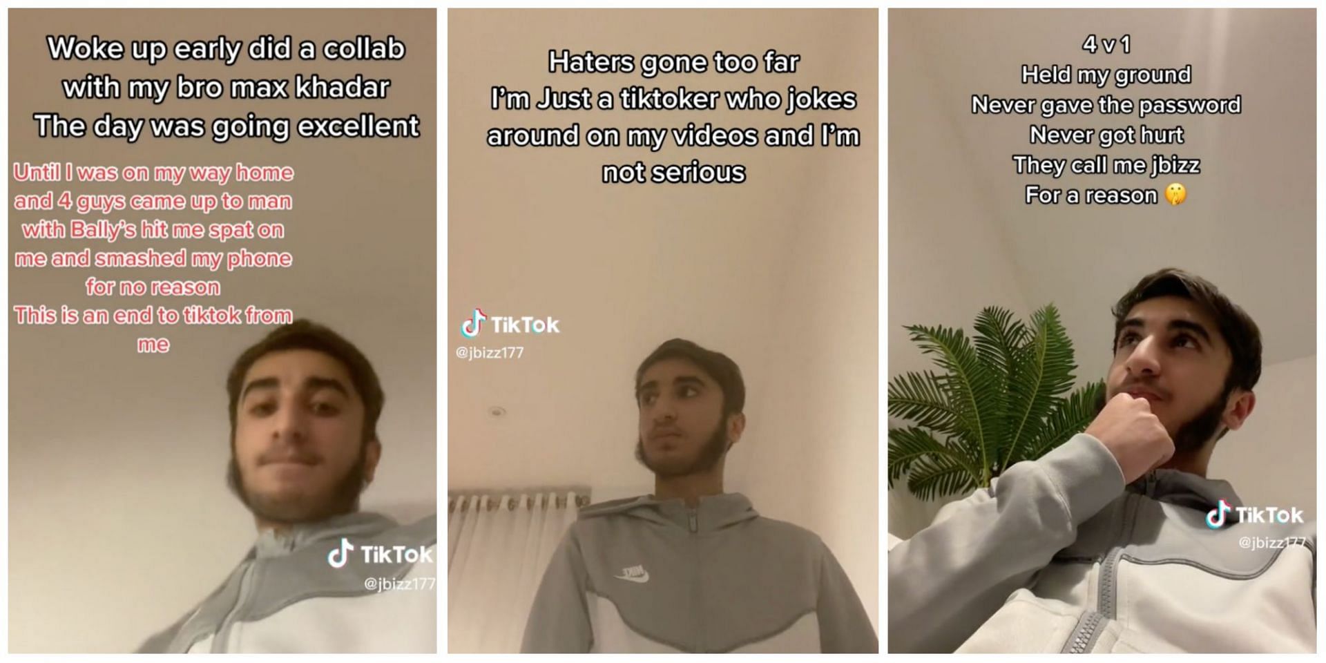 UK-based TikToker Jbizz uploaded a series of TikTok videos where he talked about being harassed by four men. (Image via TikTok)