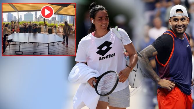 Watch: Nick Kyrgios and Ons Jabeur engage in a table tennis battle ahead of the Australian Open 2023