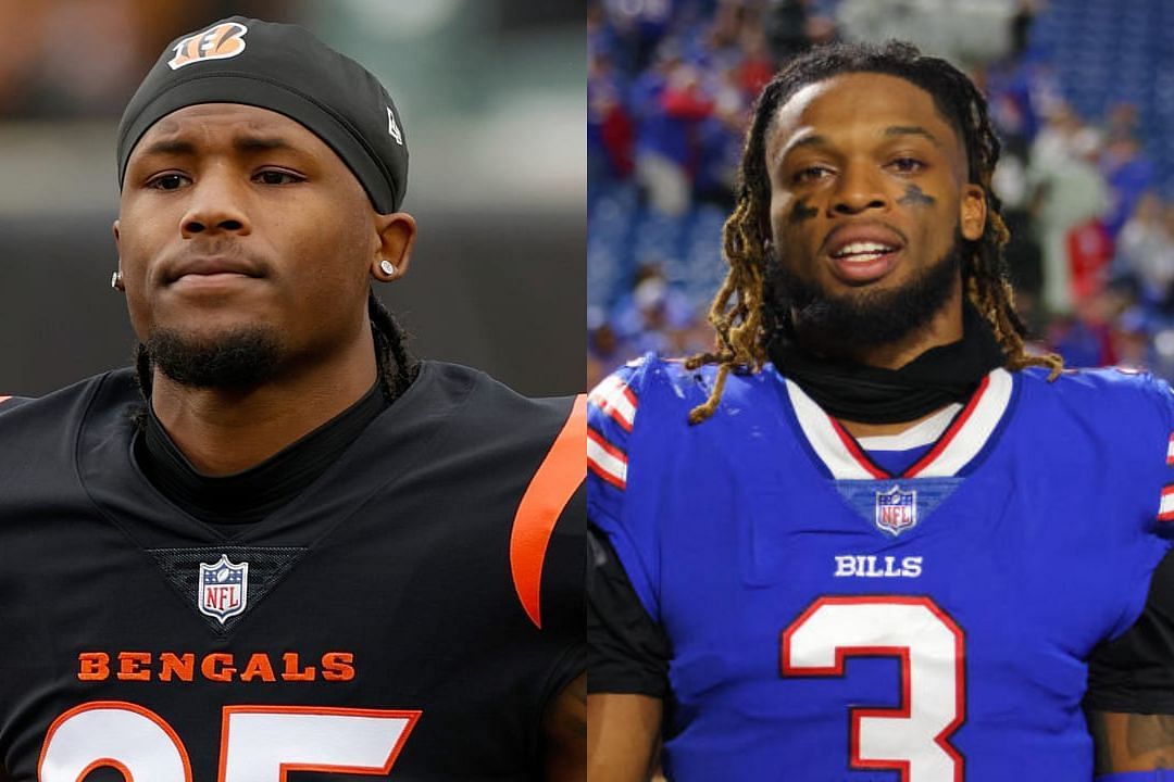 Bengals WR Tee Higgins (l) on wanting to meet Bills safety Damar Hamlin (r)