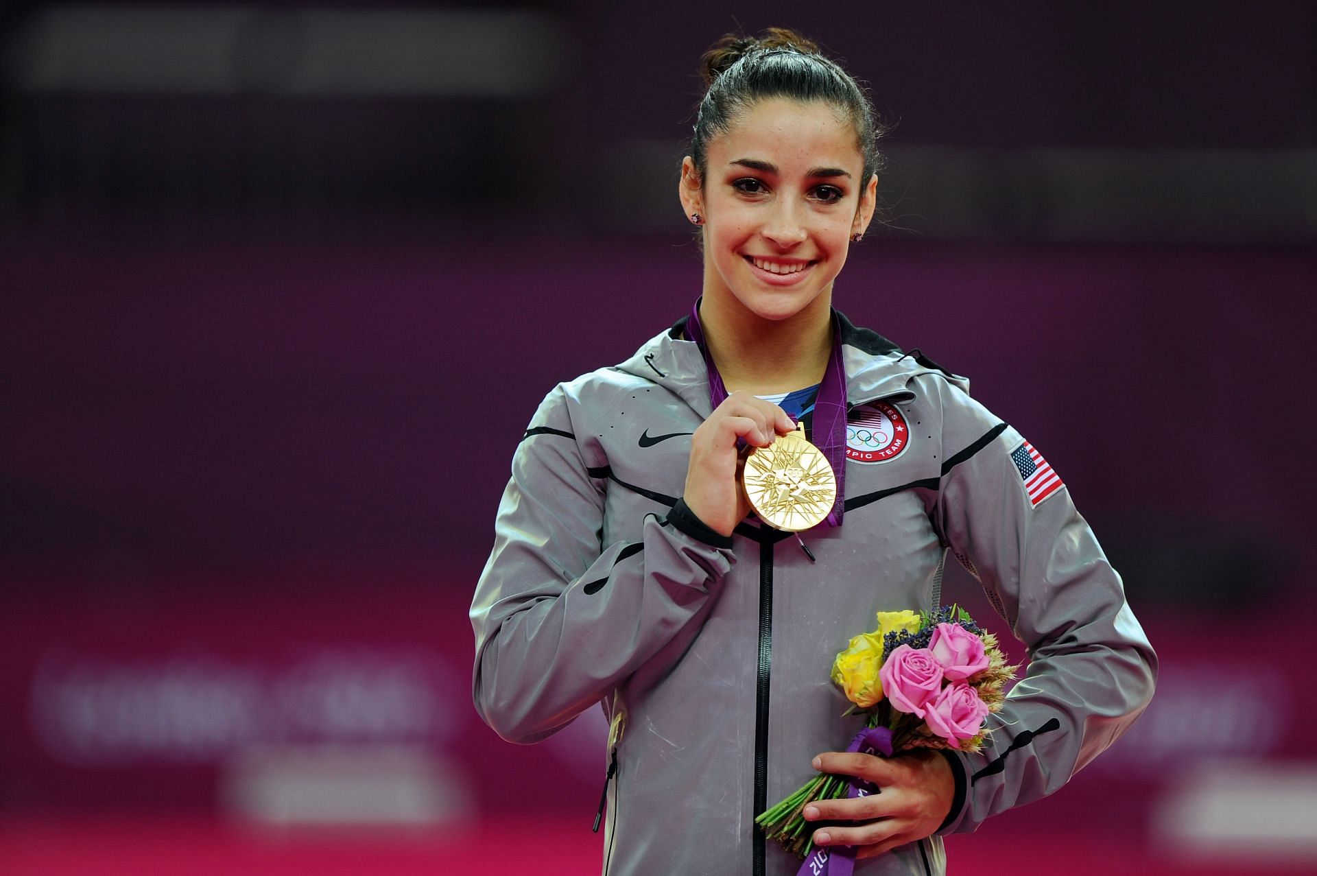 Raisman with the gold medal at the London Olympics Day 11