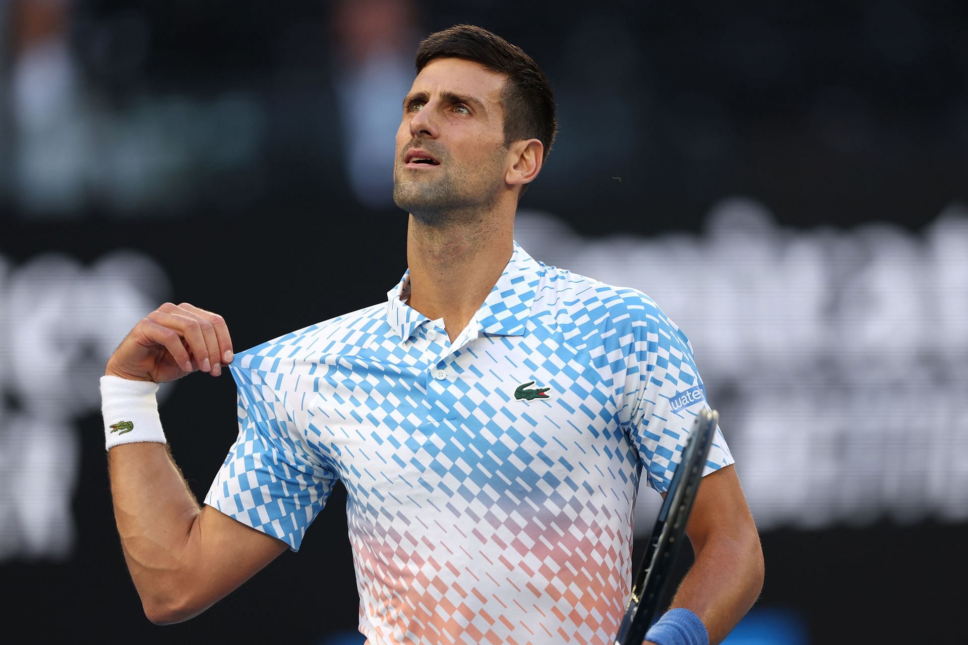Novak Djokovic pictured at the 2023 Australian Open - Day 12.