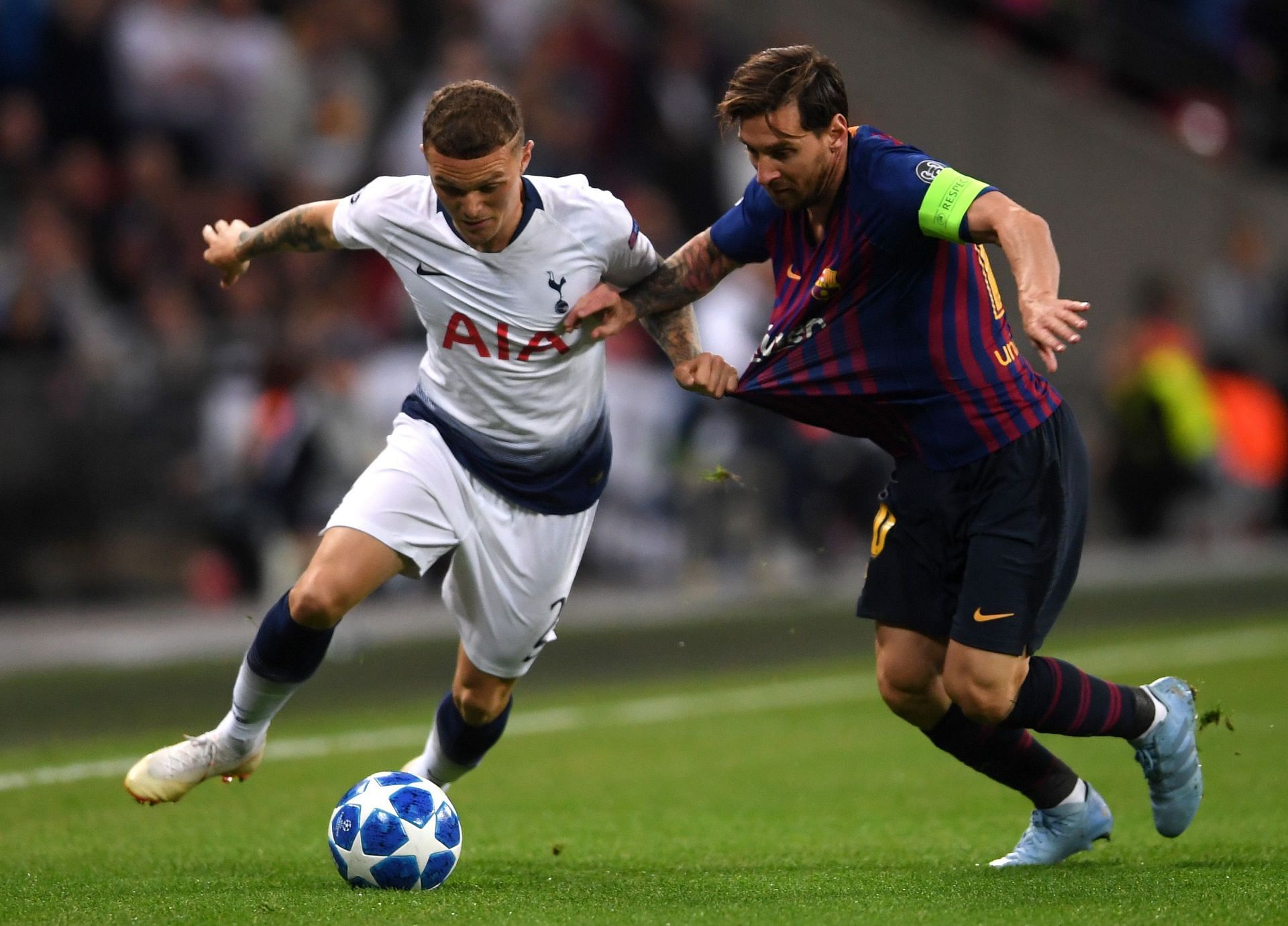 Kieran Trippier (left) on why Lionel Messi (right) is so hard to play against.