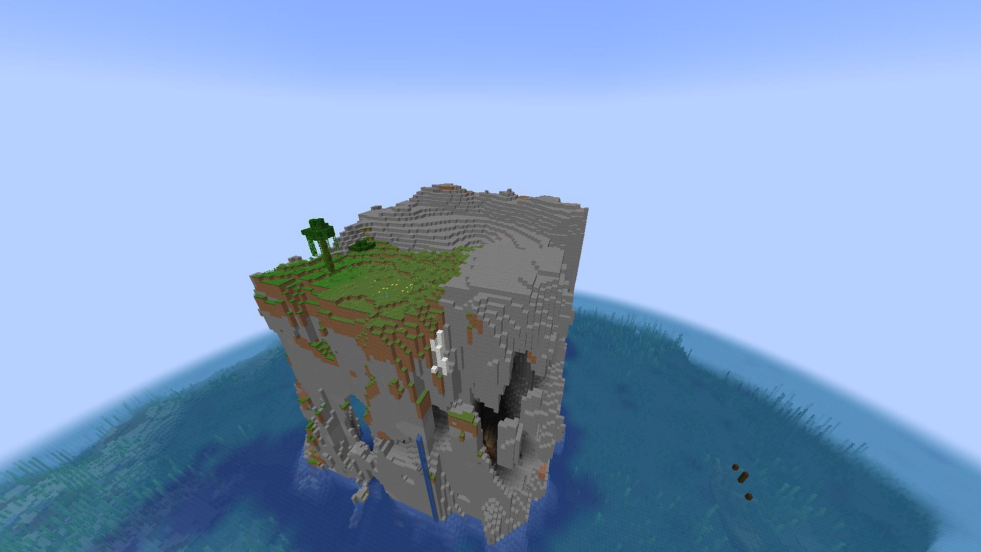 This Minecraft seed&#039;s survival island is a bit tougher to exist on (Image via u/Connect-Lock1214/Reddit)