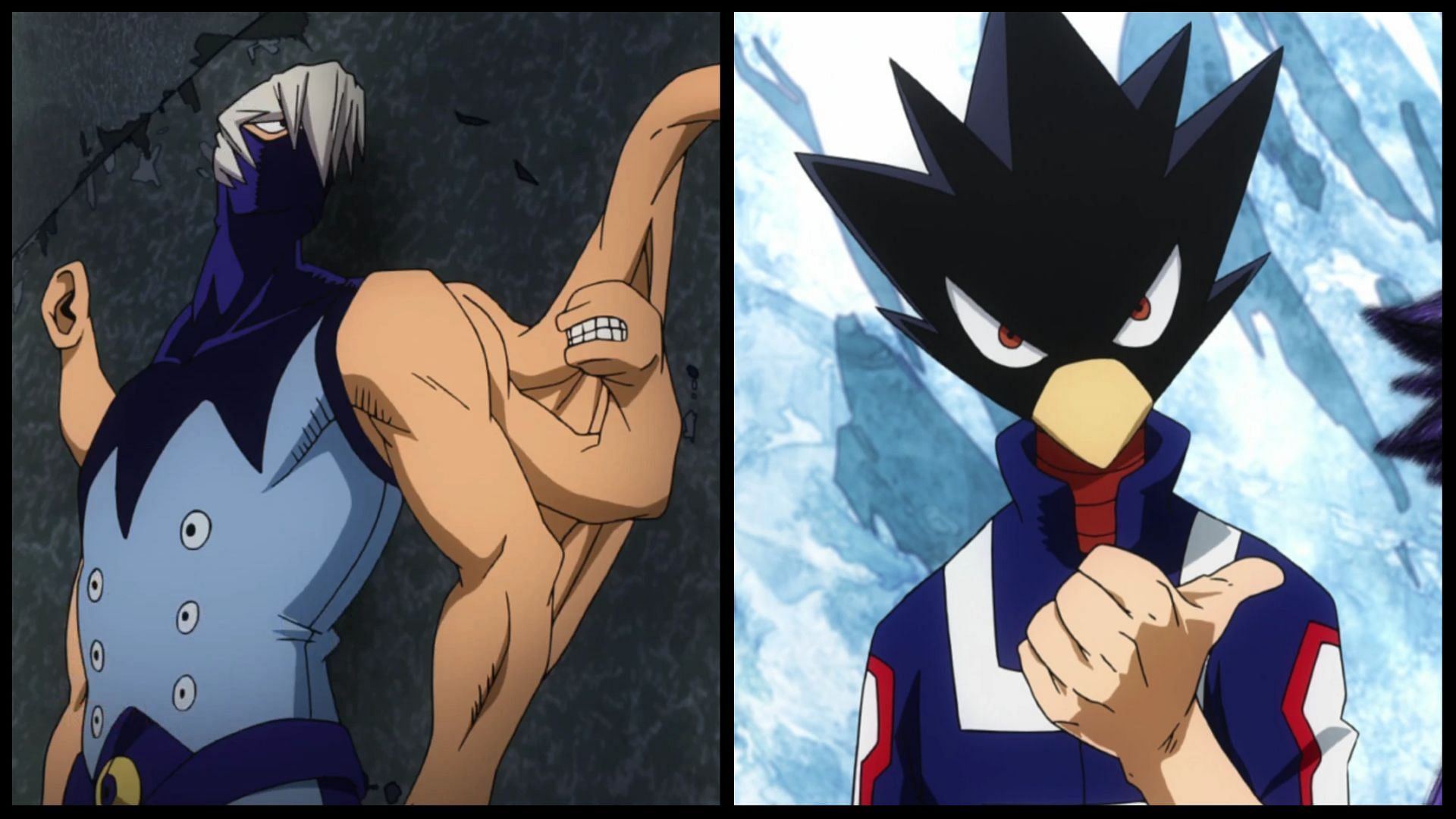 Mezo Shoji (left) and Fumikage Tokoyami (right) as seen in the series&#039; anime (Image via Sportskeeda)