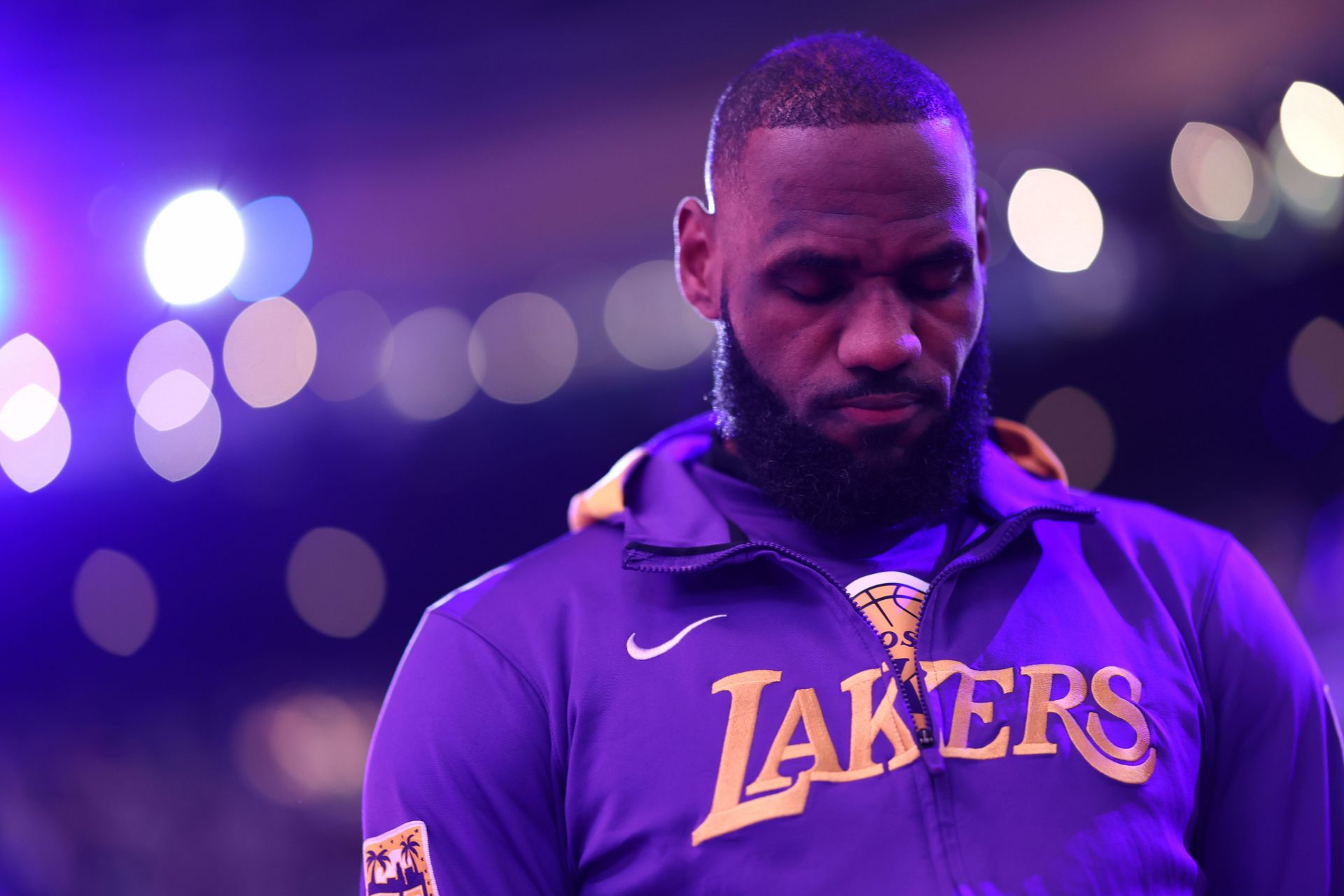 LA Lakers superstar LeBron James before game against Boston Celtics