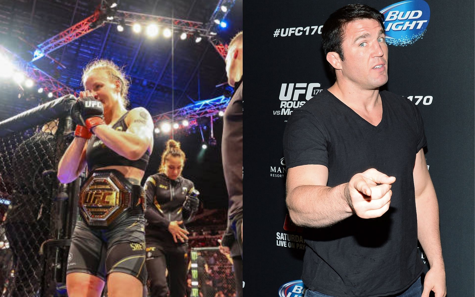 Valentina Shevchenko (left); Chael Sonnen (right)