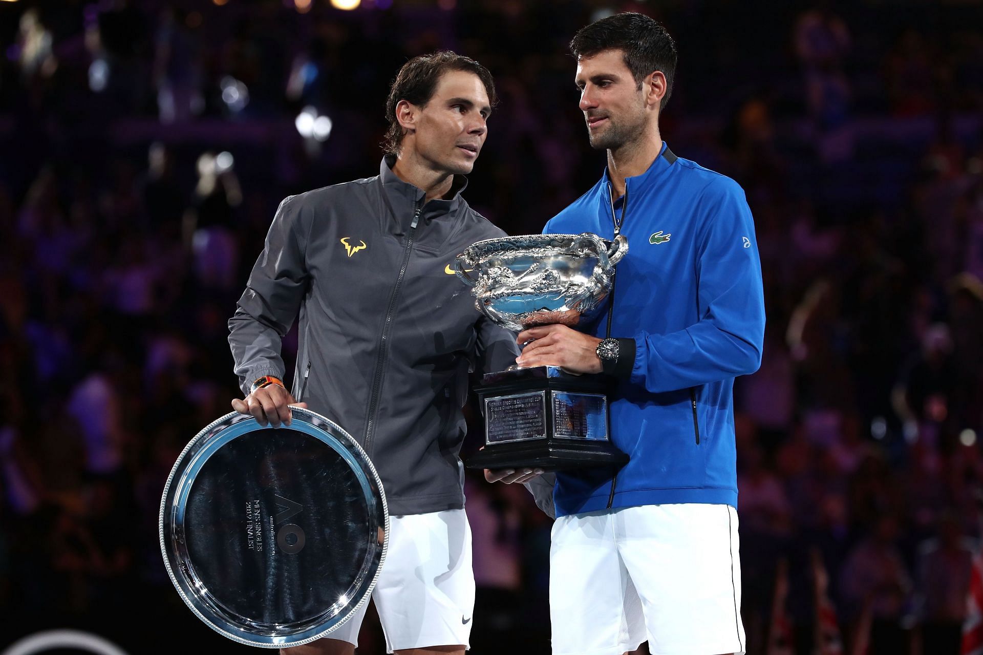 Djokovic could meet Nadal (left) in the final.