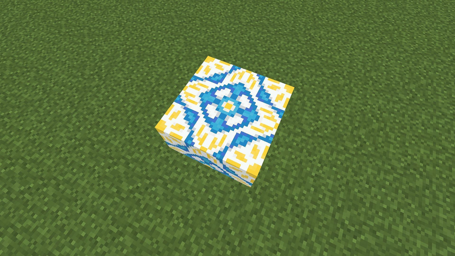 Glazed Terracotta design in Minecraft using four blocks (Image via Mojang)