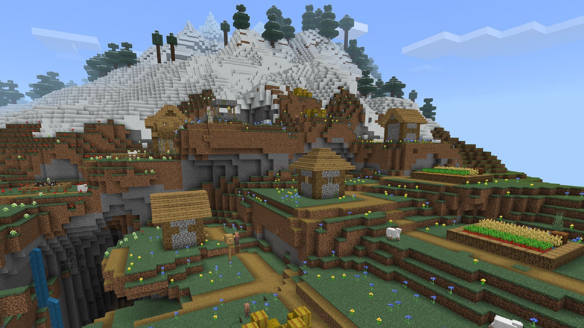 For players who love mountains, this Minecraft Bedrock seed can fit them nicely (Image via Mojang)