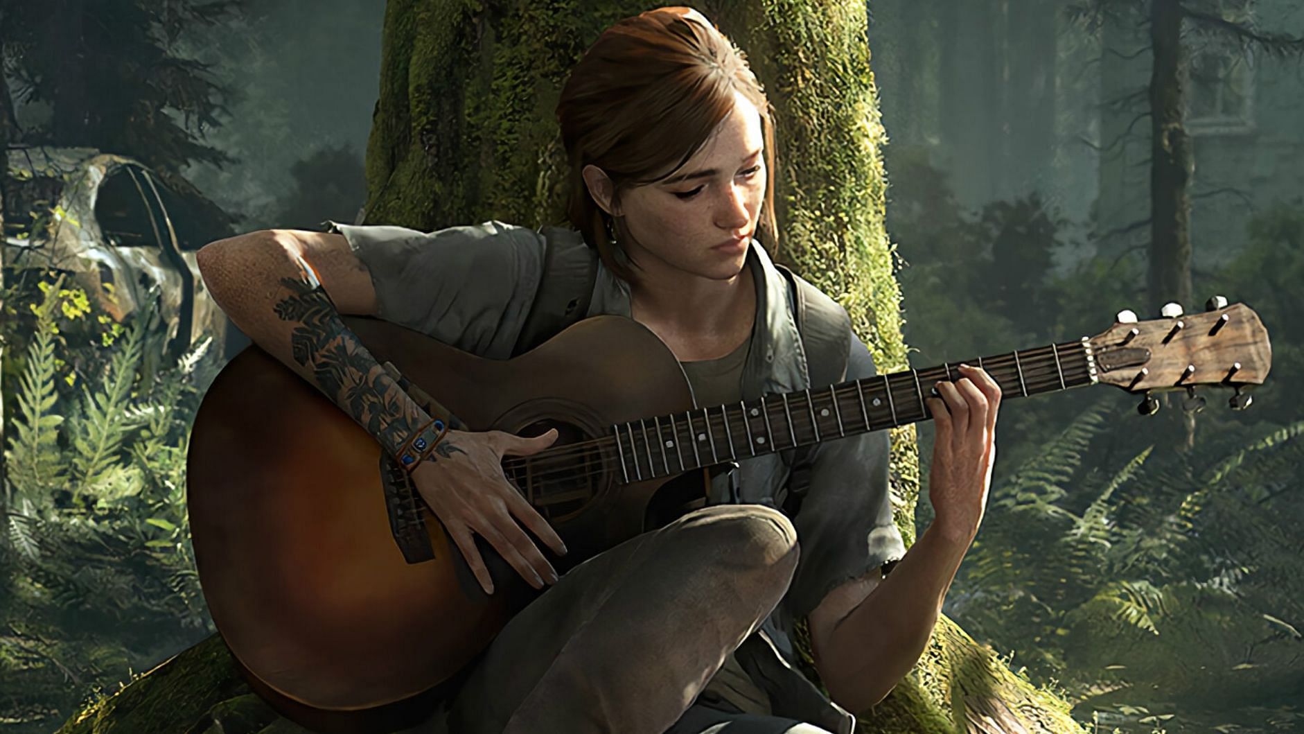 Ellie playing the guitar in The Last of Us: Part II (Image via Naughty Dog)