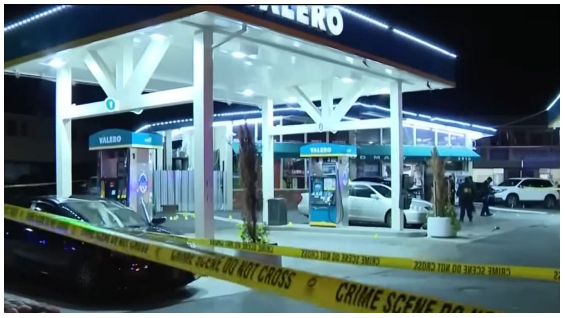 A deadly shooting killed an individual and injured seven others at an Oakland gas station, (Image via KTVU FOX 2 San Francisco/YouTube)