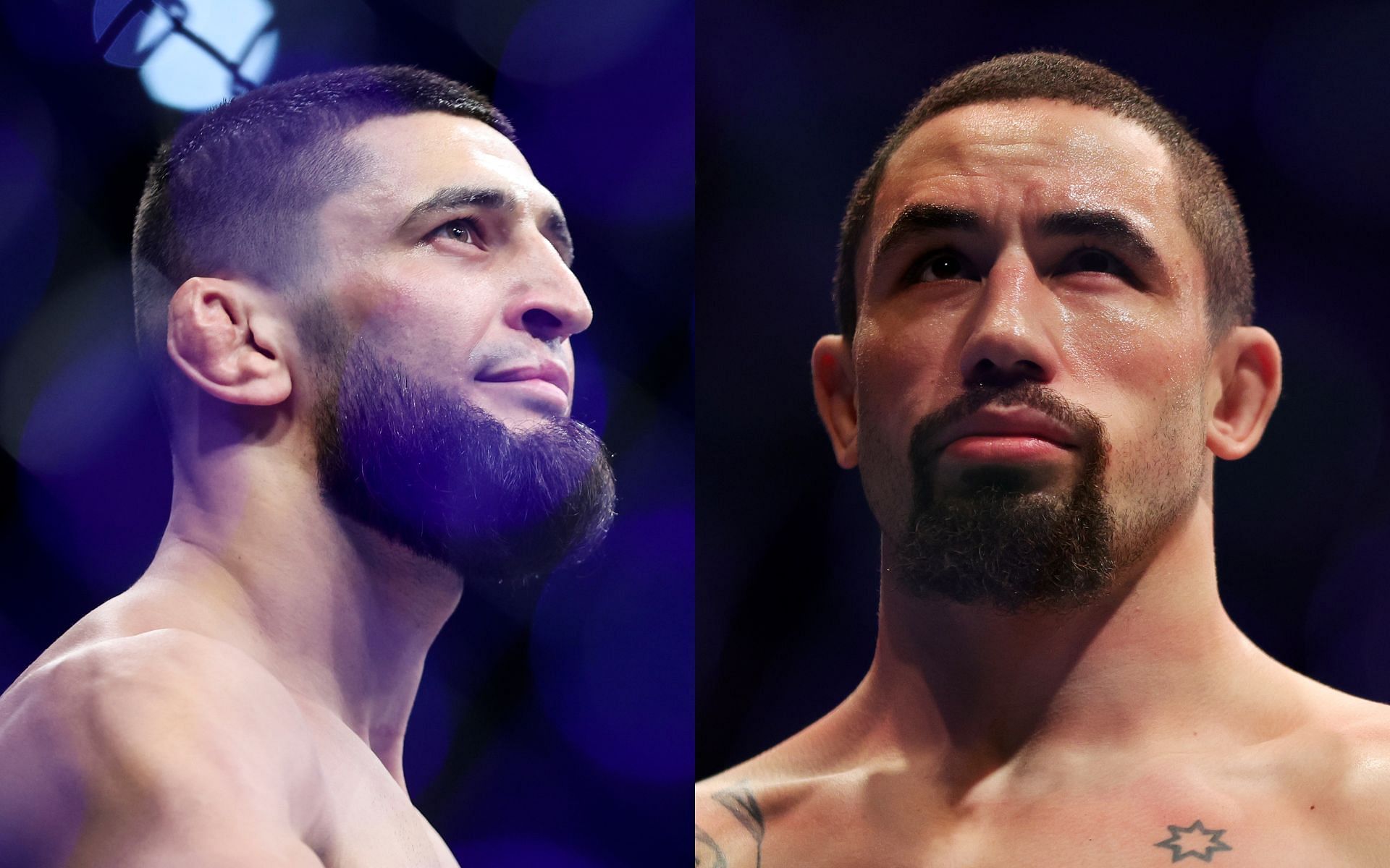 Khamzat Chimaev (left) and Robert Whittaker (right). [via Getty Images]