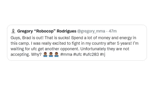 Screenshot of the now-deleted tweet via @gregory_mma on Twitter