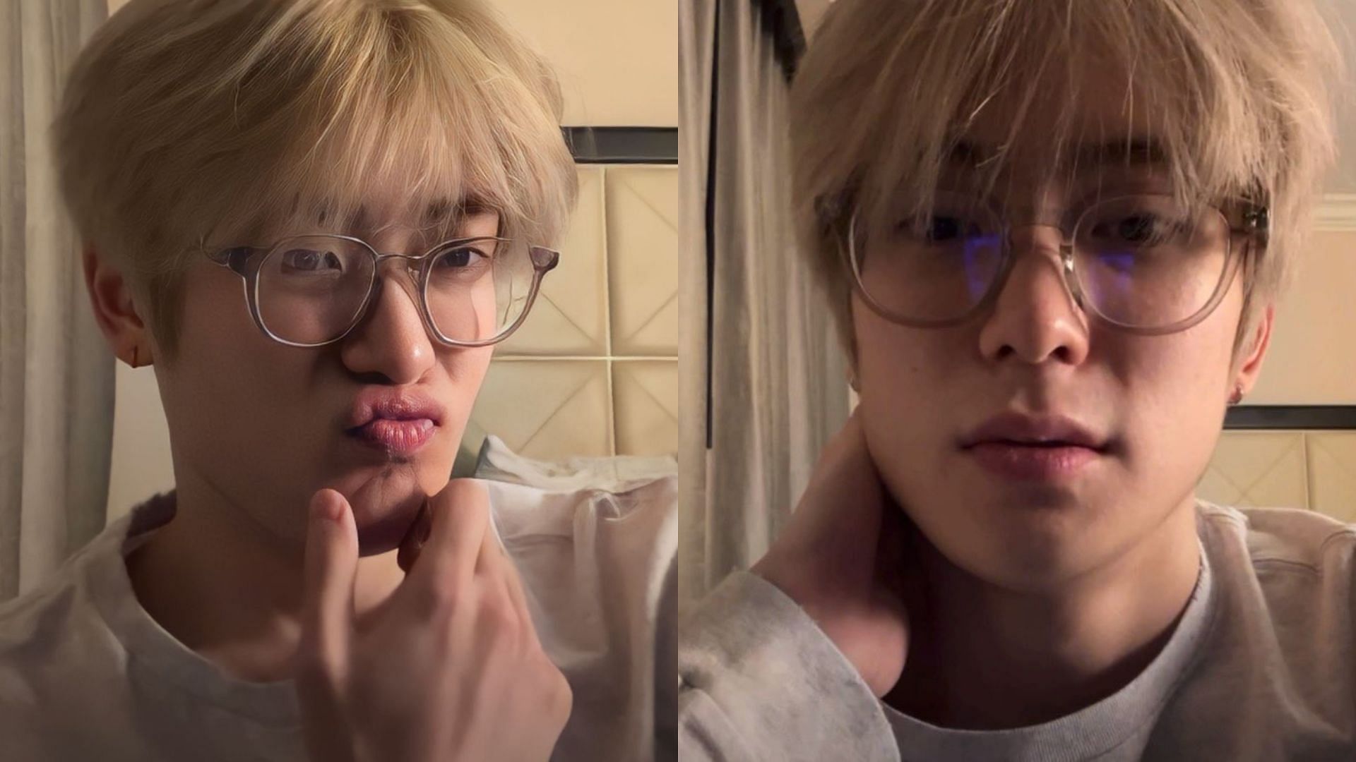 NCT 127 Jaehyun goes viral for his blonde hair and glasses (Image via Twitter/@clingyqueen)