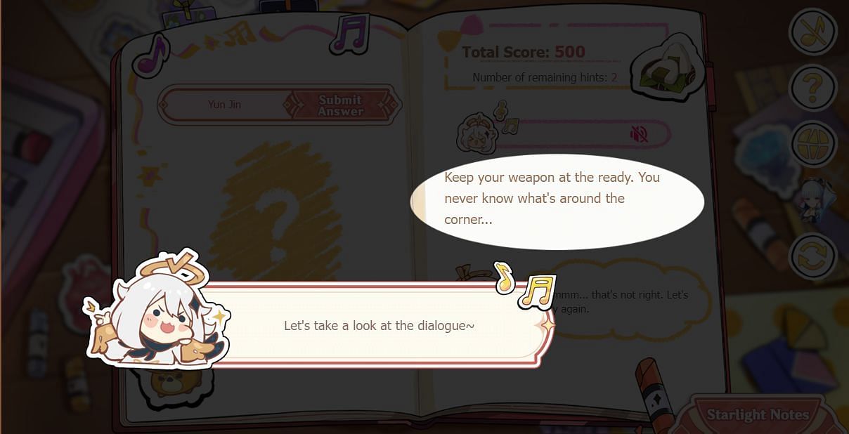 If your answer is incorrect, you will get a hint from Paimon (Image via HoYoverse)