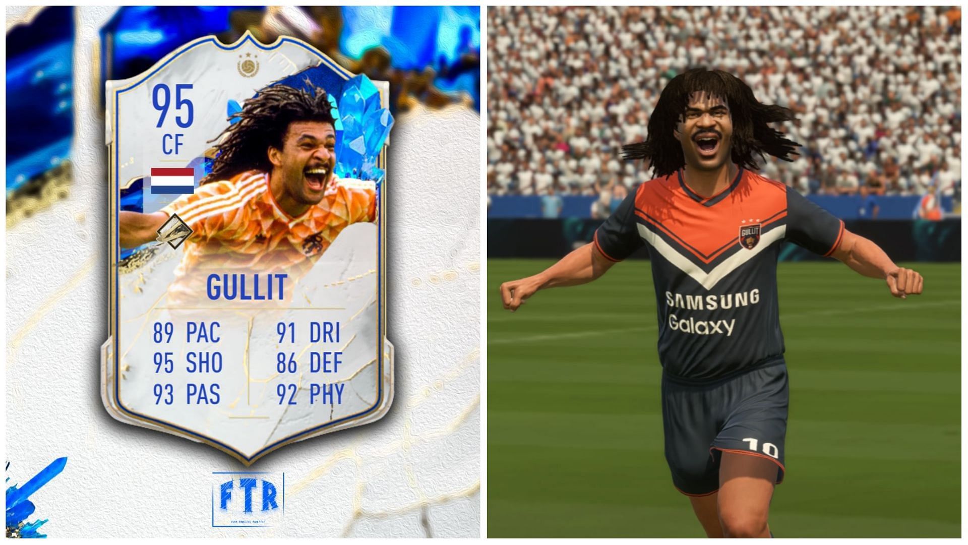 Gullit is rumored to arrive as a TOTY Icon (Images via EA Sports and Twitter/FIFATradingRomania)