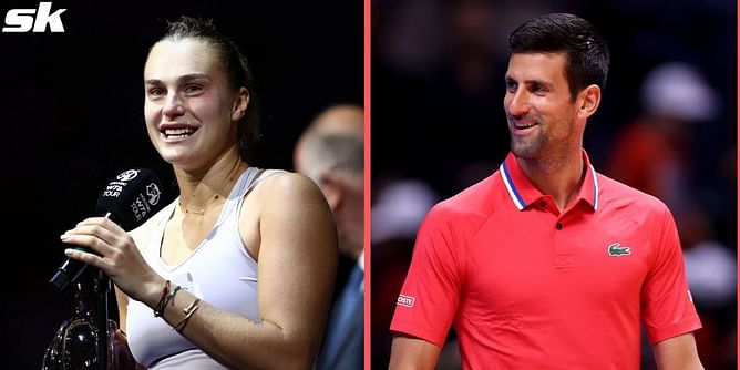 Recent teammates Novak Djokovic and Aryna Sabalenka congratulate each other for respective title wins in Adelaide