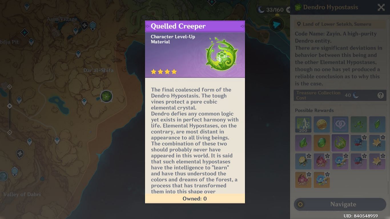 Quelled Creeper dropped by Dendro Hypostasis (Image via HoYoverse)