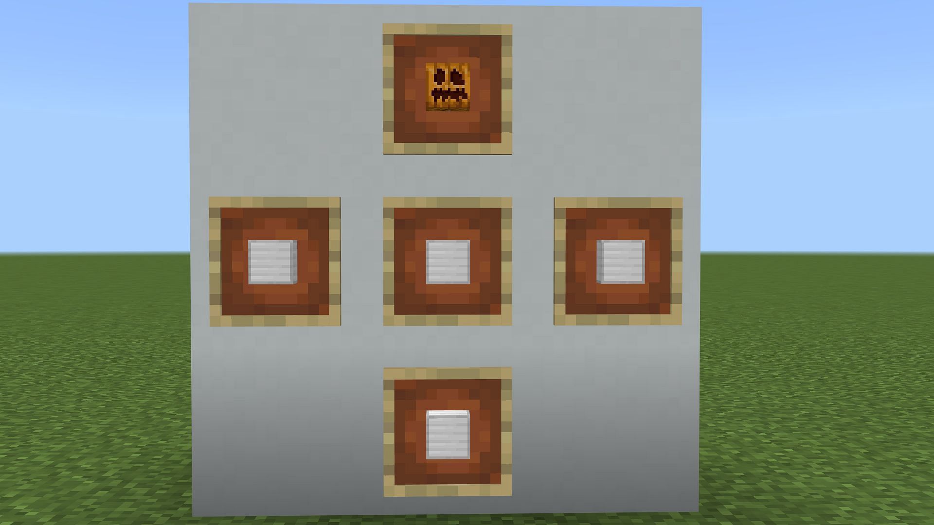 Configuration of blocks that creates an iron golem in Minecraft Bedrock (Image via Mojang)