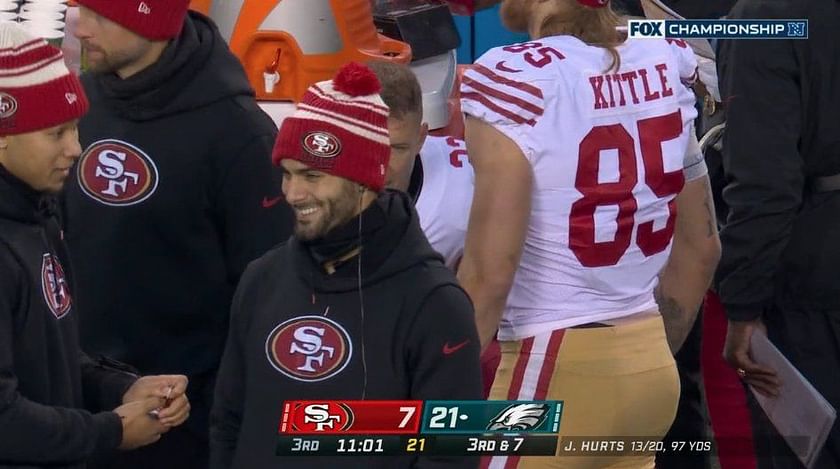 NFL fans roast Jimmy Garoppolo and Trey Lance for laughing on the sidelines  as 49ers struggled vs Eagles