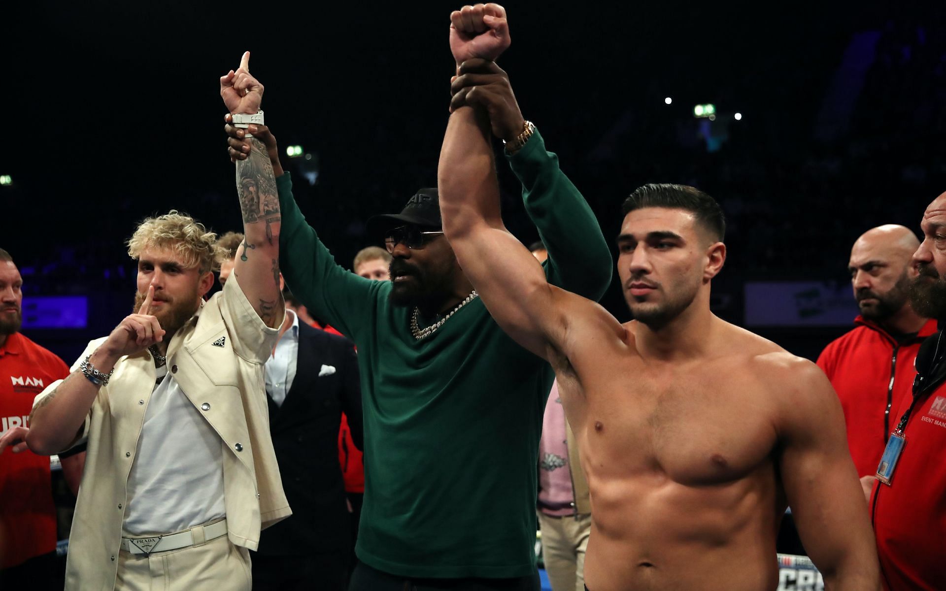 Jake Paul and Tommy Fury at their face-off in London [Image Credits: Getty Images]