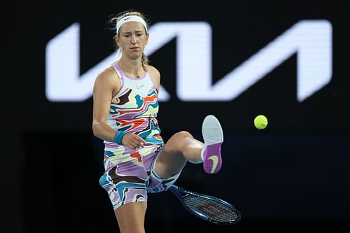 Victoria Azarenka reacts during her 2023 Australian Open semi-final.