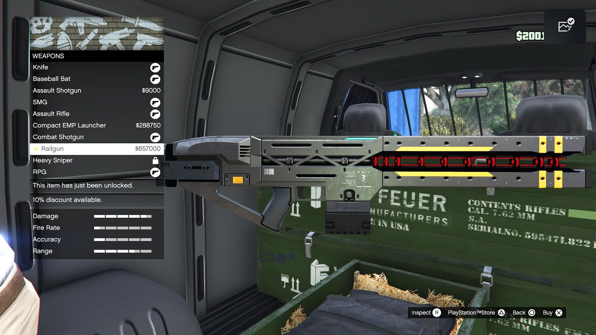 An example of a player buying this weapon at a 10% discount (Image via Rockstar Games)