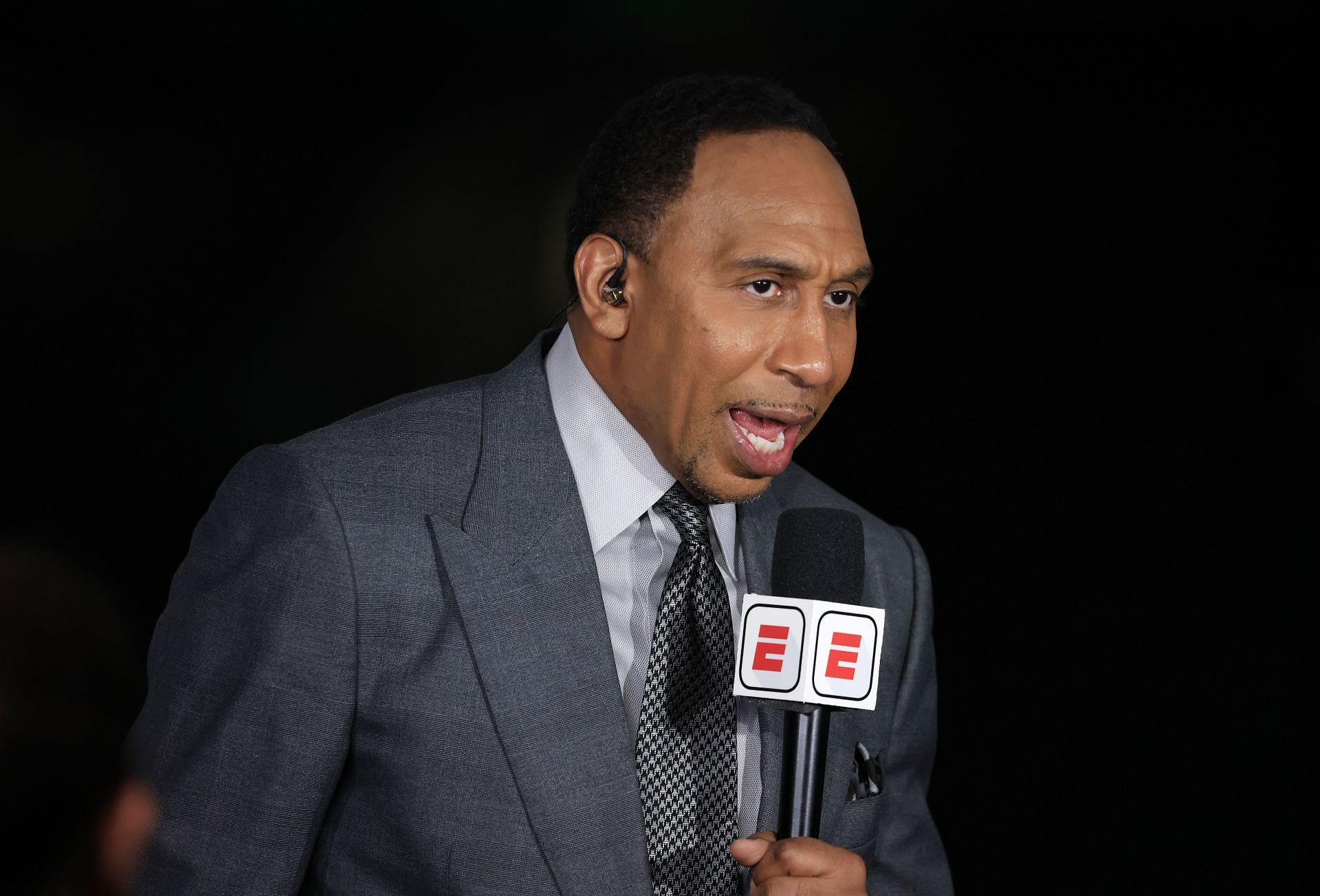 MILWAUKEE, WISCONSIN - JULY 11: ESPN analyst Stephen A. Smith during Game 3 of the NBA Finals between the Milwaukee Bucks and the Phoenix Suns at Fiserv Forum on July 11, 2021, in Milwaukee, Wisconsin. NOTE TO USER: User expressly acknowledges and agrees that, by downloading and or using this photograph, User is consenting to the terms and conditions of the Getty Images License Agreement. (Photo by Justin Casterline/Getty Images)