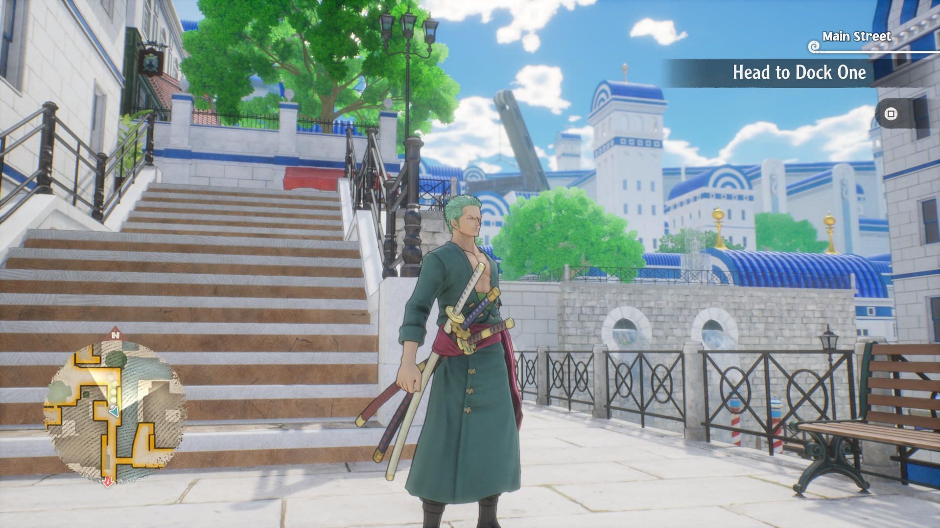 Though I enjoyed the side quests, I found myself as lost as Zoro was from time to time (Image via Bandai Namco)