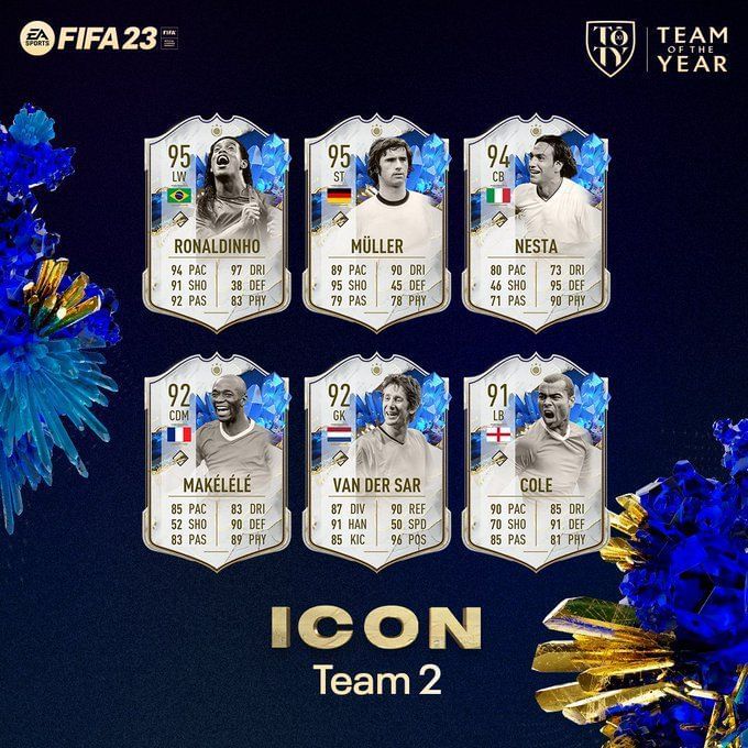 FIFA 23 Ultimate Team TOTY ICONS Team 2 revealed Ronaldinho, Muller, and Van der Sar lead the pack