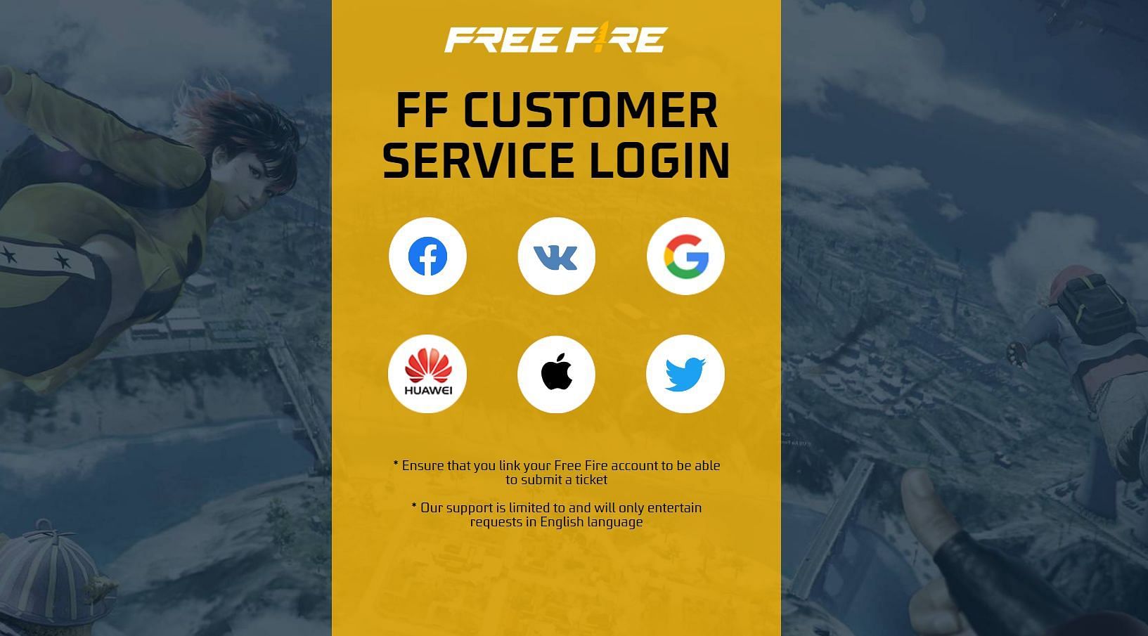 There are six login options presented to you (Image via Garena)