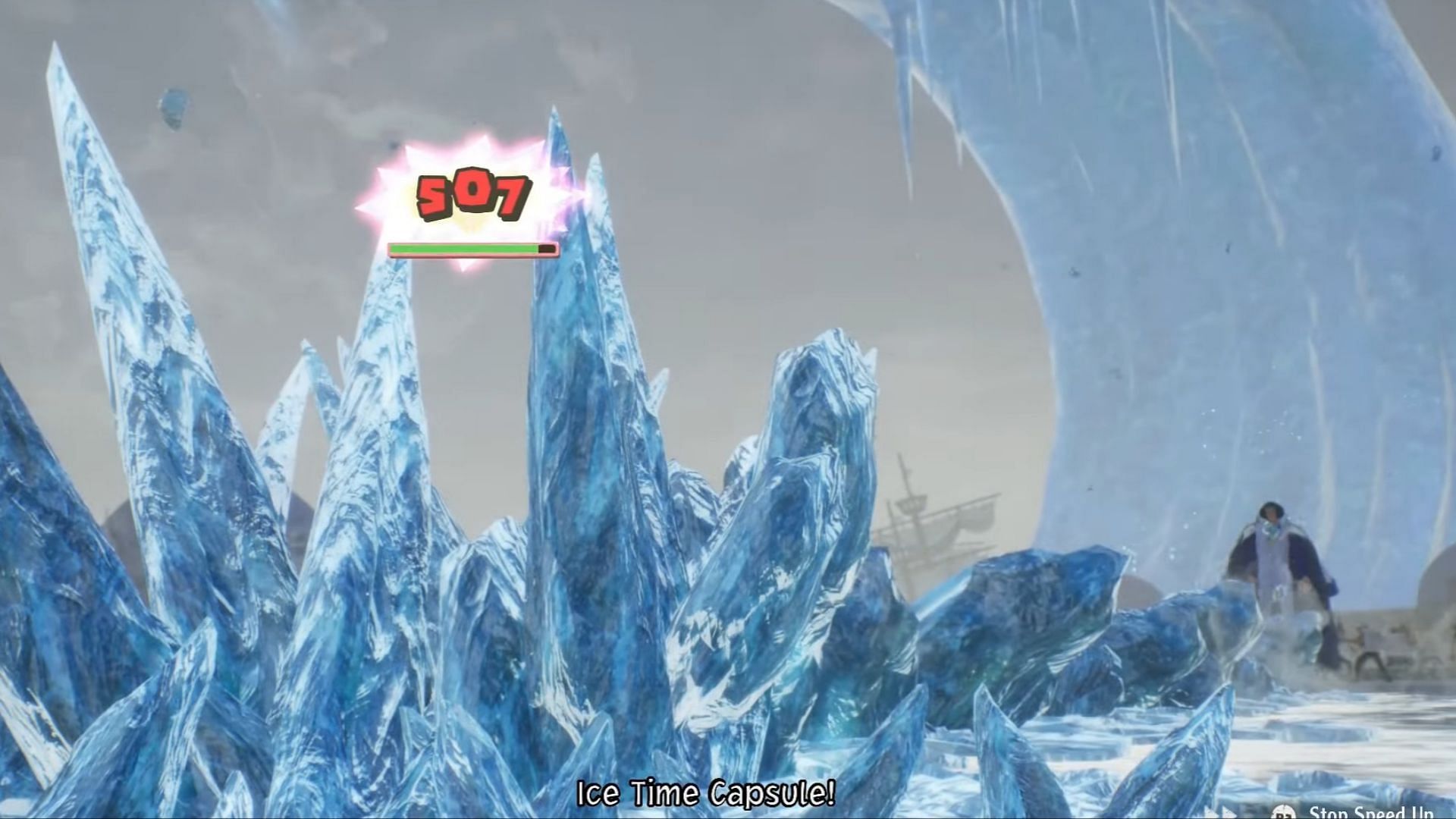 Aokiji&#039;s Ice Capsule attack. (image via Bandai Namco)