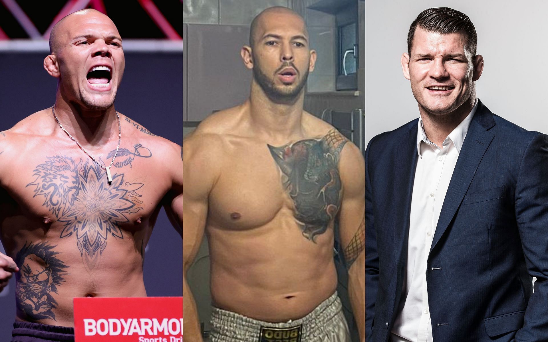 Anthony Smith (left) Andrew Tate (center) Michael Bisping (right) [Image courtesy @Cobratate on Twitter] 