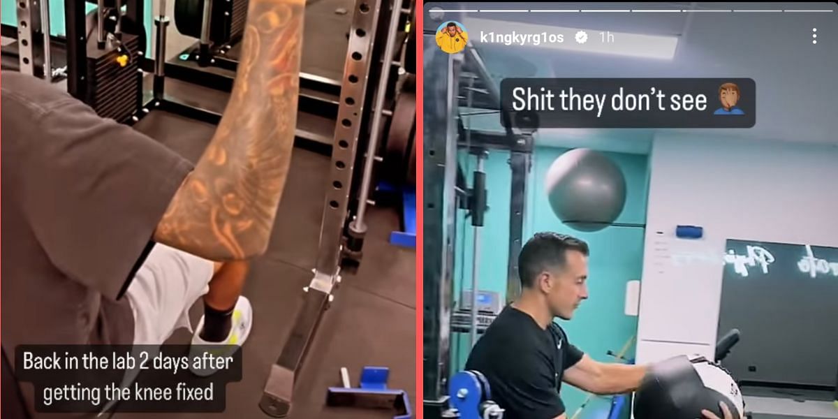 Nick Kyrgios at the gym recovering from his knee surgery