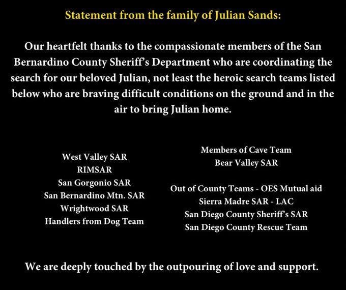 Julian Sands update Family issues statement as search for missing(01)