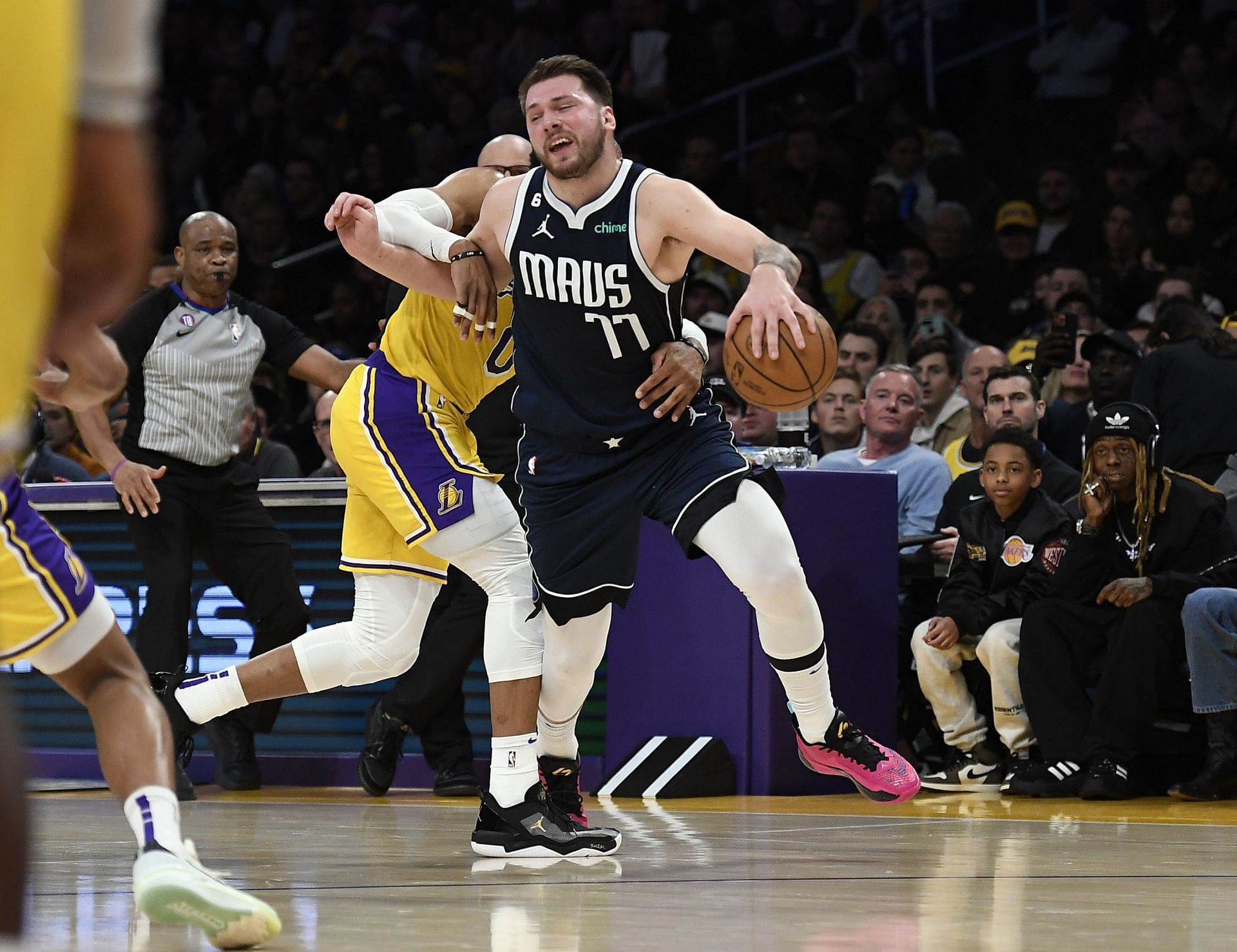 Luka Doncic of the Dallas Mavericks against the LA Lakers