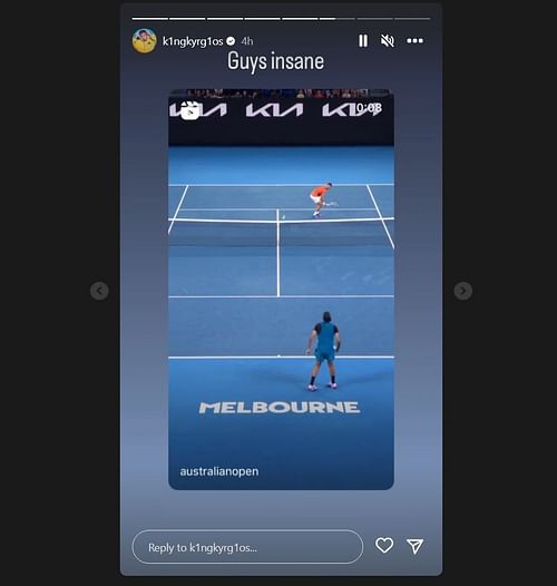 Nick Kyrgios via Instagram stories.