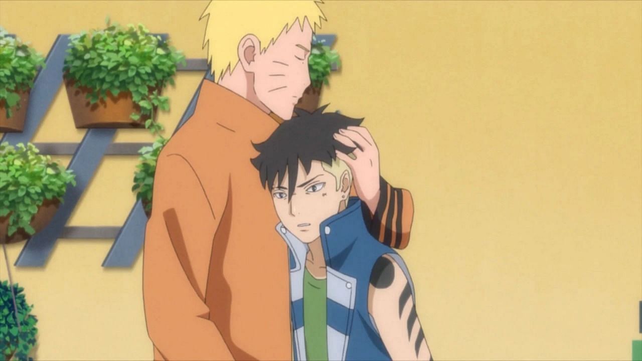 Kawaki with Naruto. (Image via Studio Pierrot)