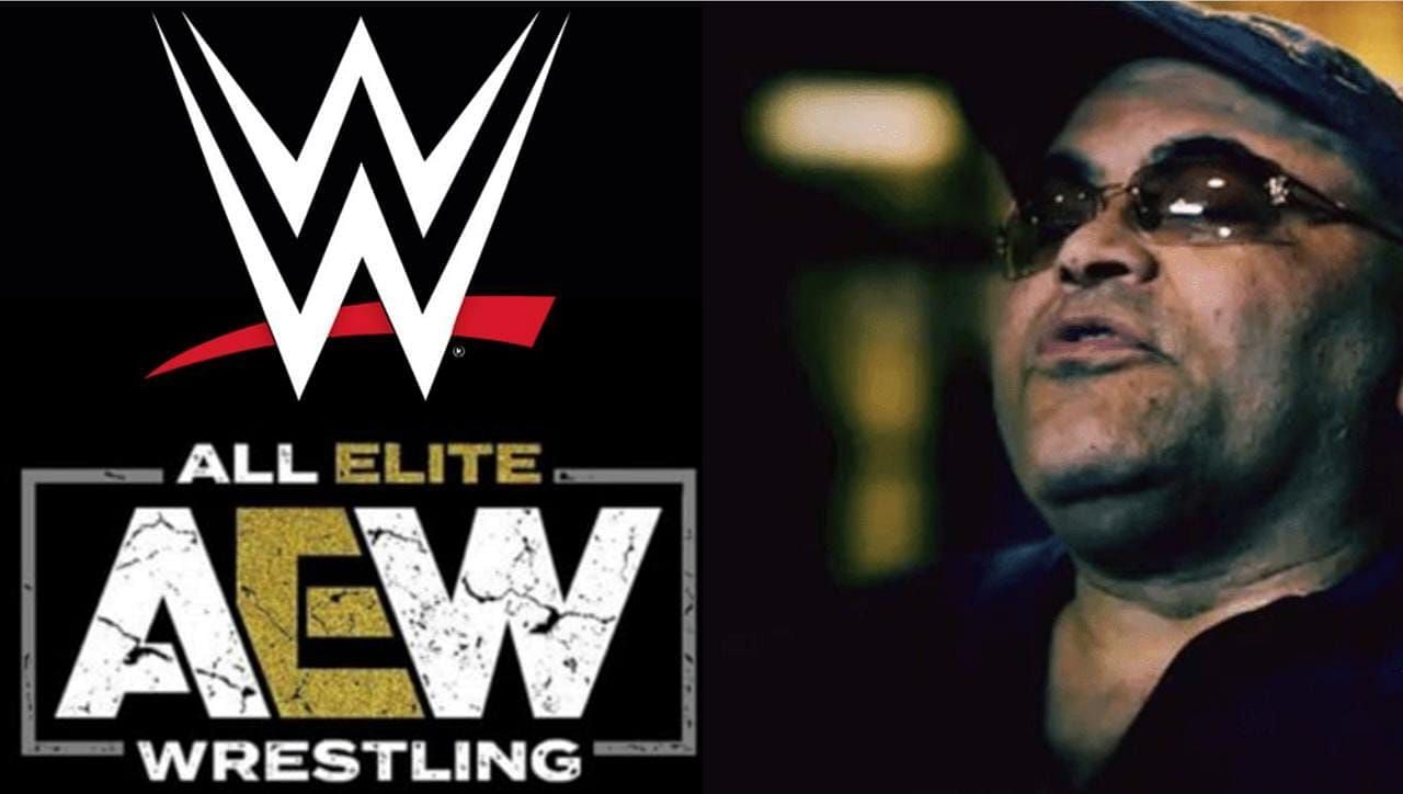 WWE and AEW logos (left), Konnan (right)