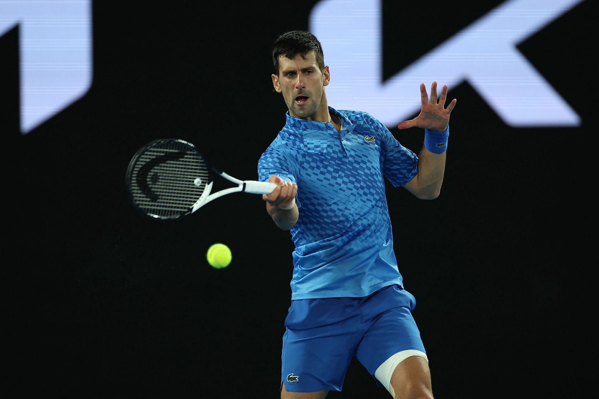 Novak Djokovic in action at the 2023 Australian Open.