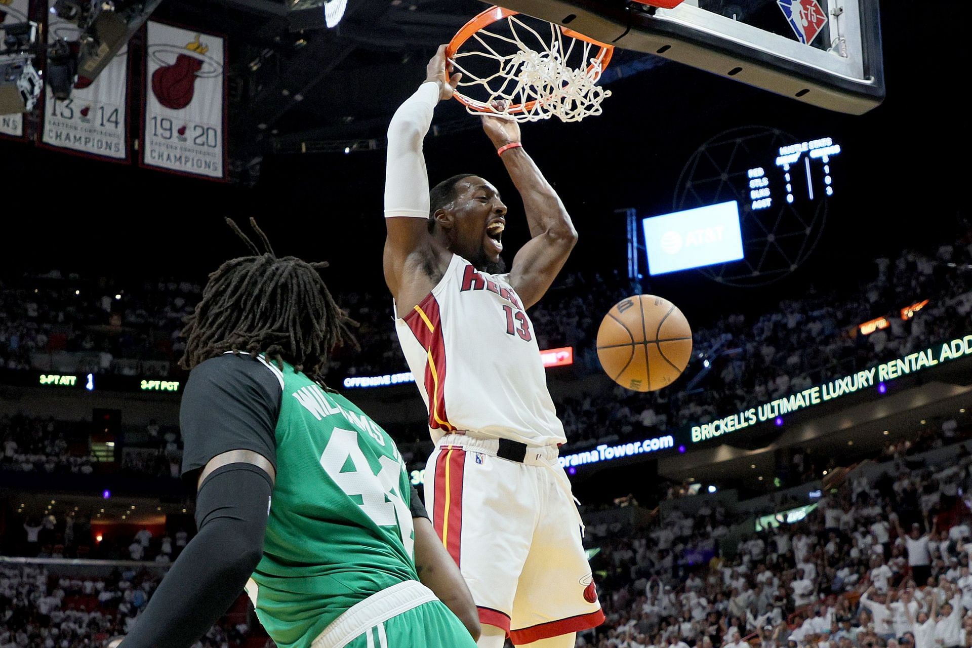 Miami Heat's Bam Adebayo vs Boston Celtics.