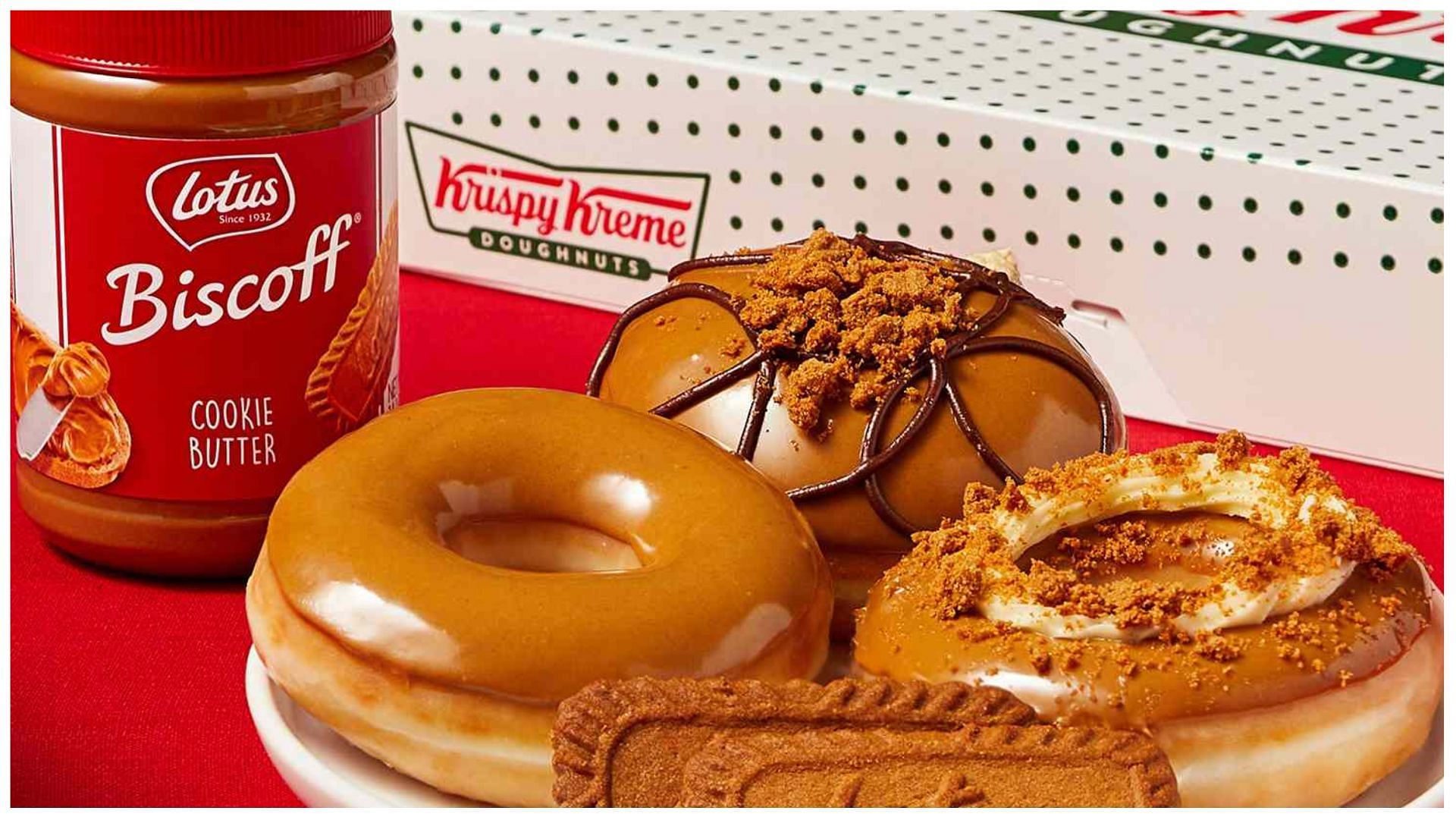 All new Krispy Kreme Biscoff donuts! (Image via Krispy Kreme)
