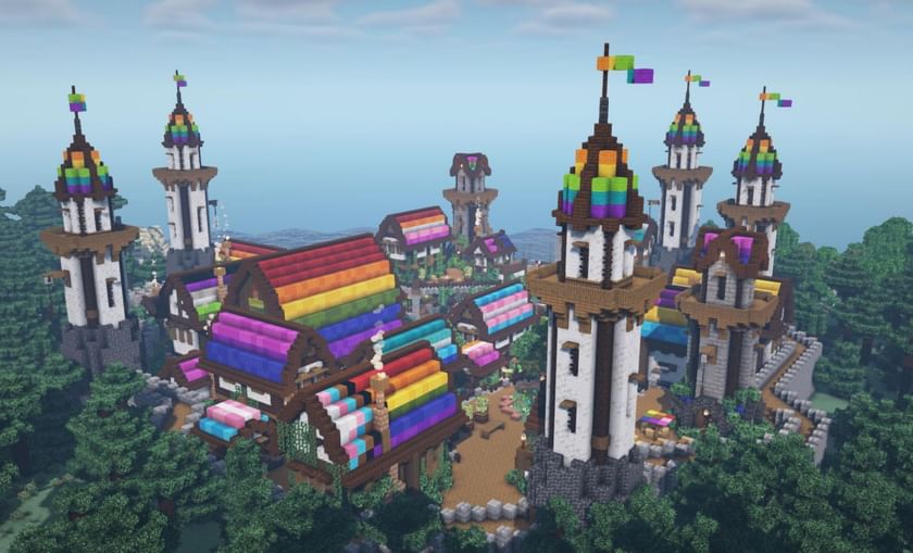 Minecraft player creates a beautiful Pride themed village