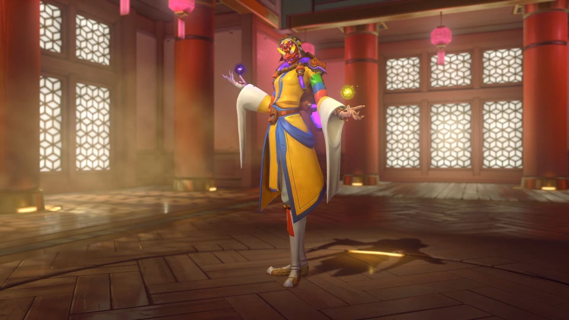 Legendary Moira Mask Dancer Skin (Image via Blizzard Entertainment)