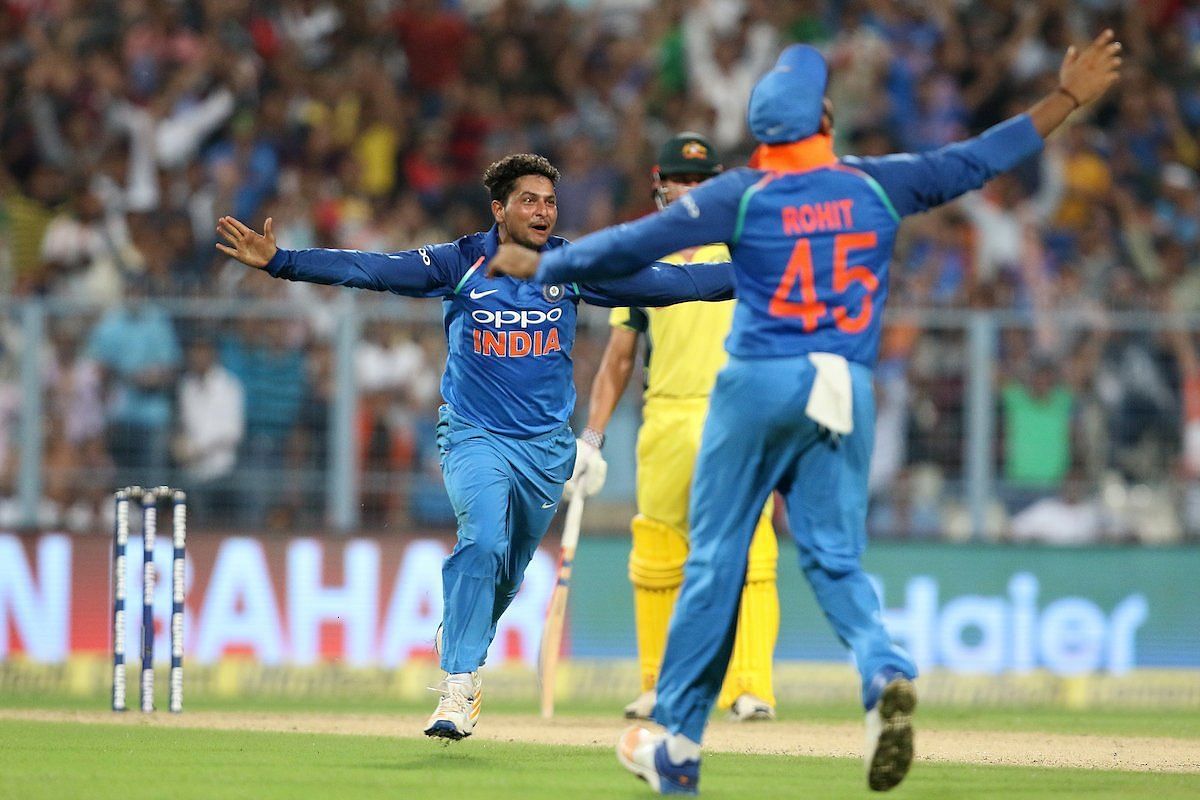 Kuldeep Yadav took his first of the two ODI hat-trick in Eden Gardens [P.C: ICC]