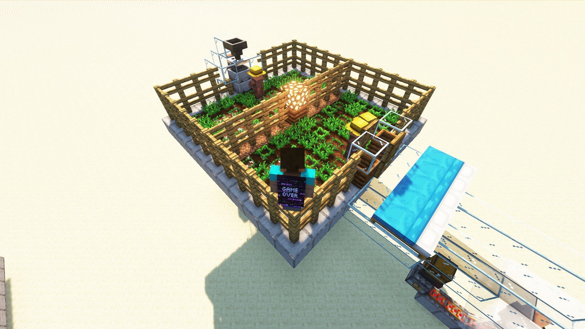 A villager breeder and crop farm (Image via Mojang)