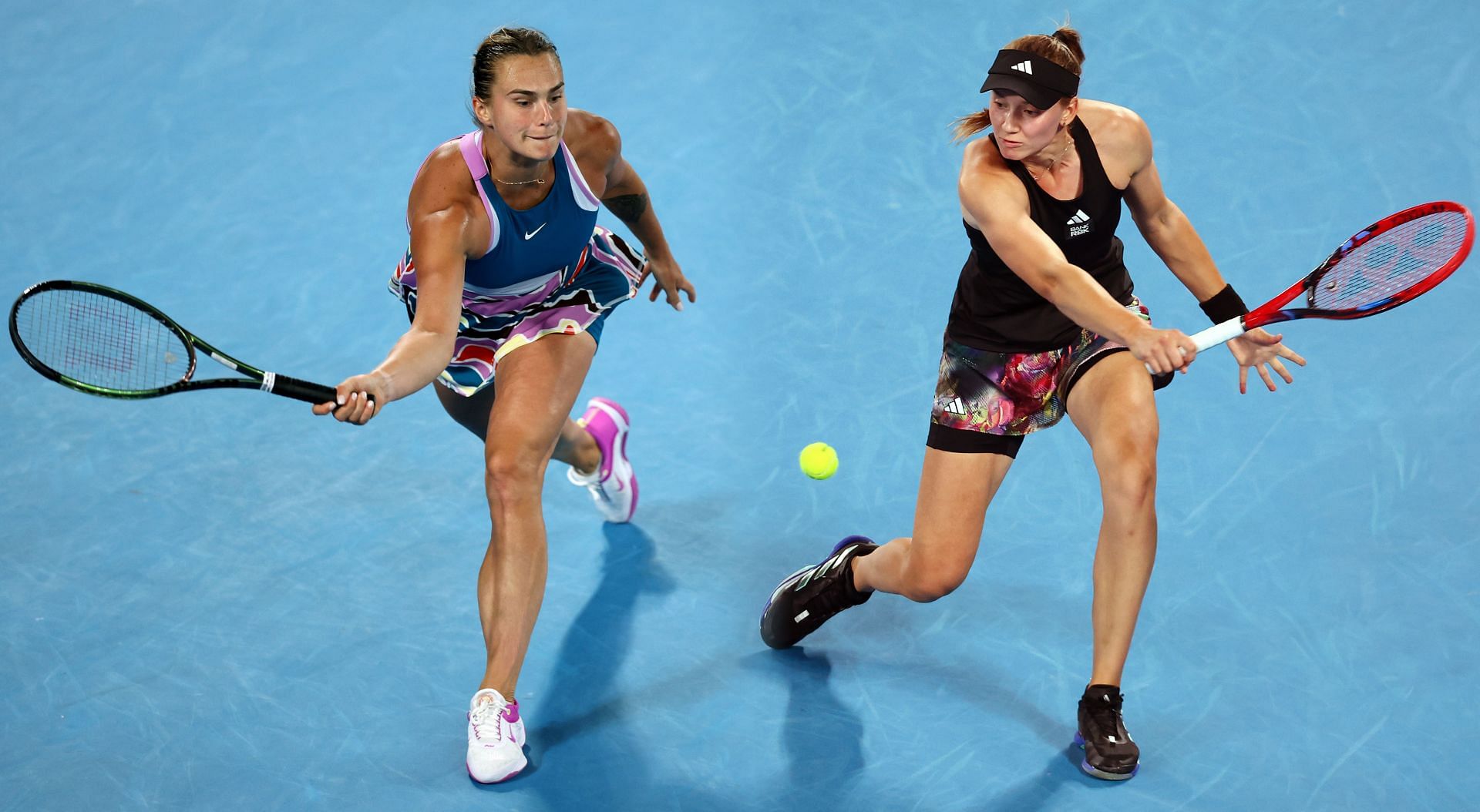 Aryna Sabalenka and Elena Rybakina at the 2023 Australian Open.