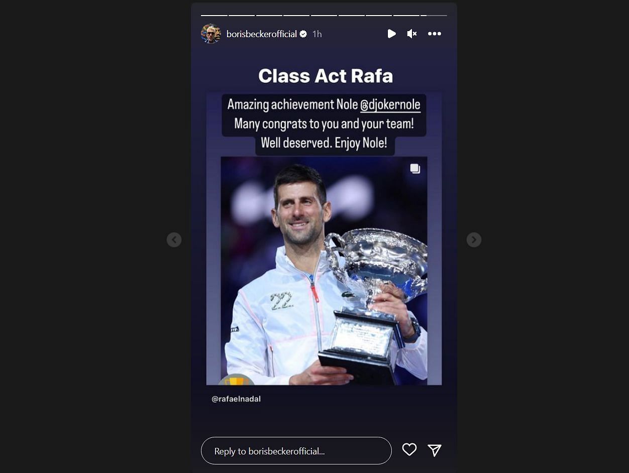 Boris Becker's Instagram story.