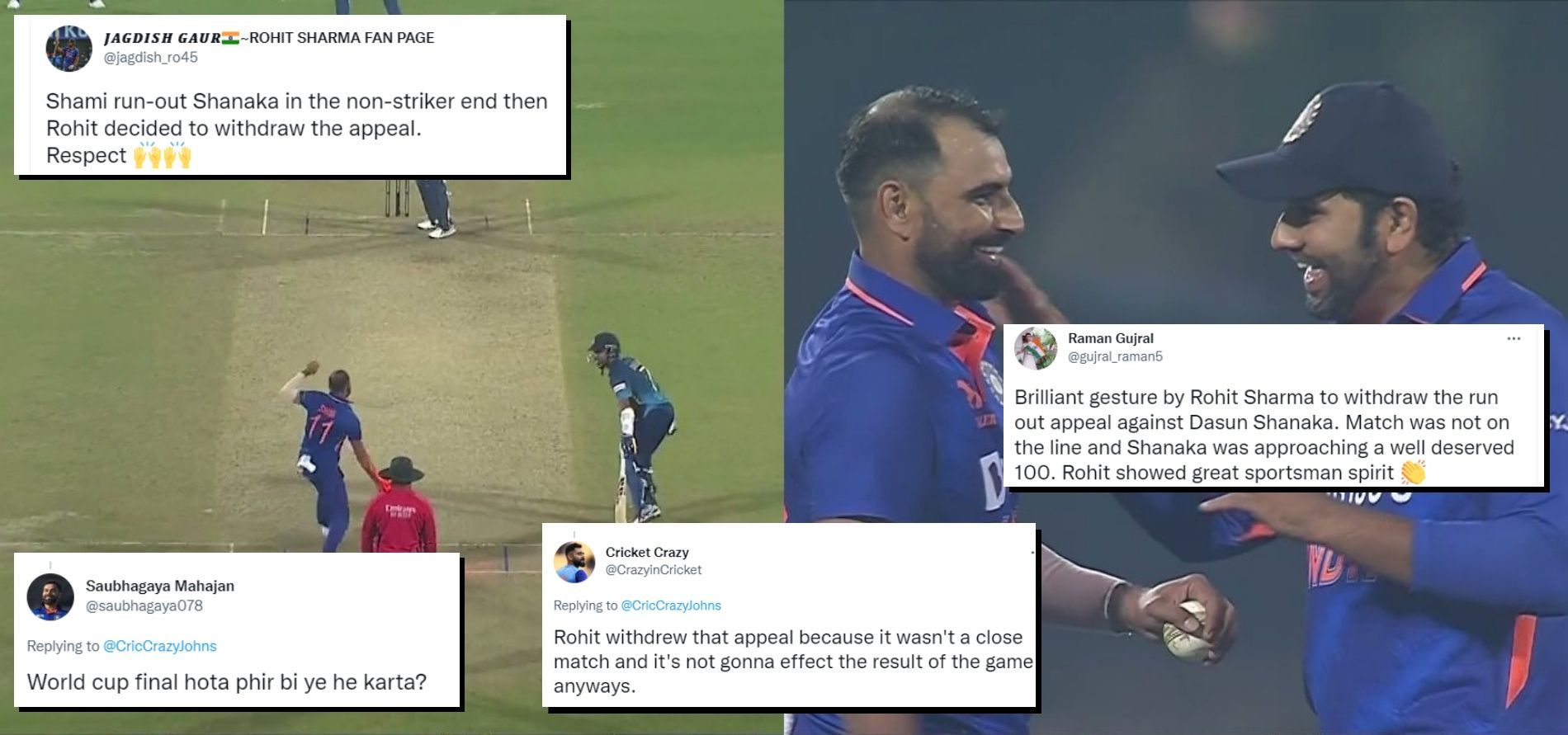 Rohit Sharma run out appeal Dasun Shanaka