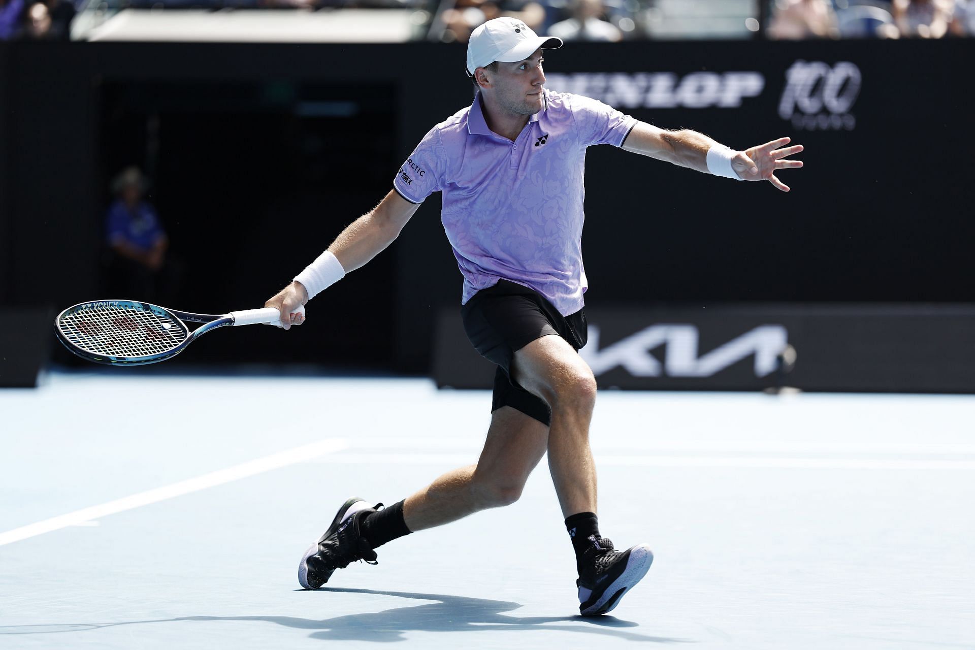 Casper Ruud in action against Jenson Brooksby at the 2023 Australian Open.